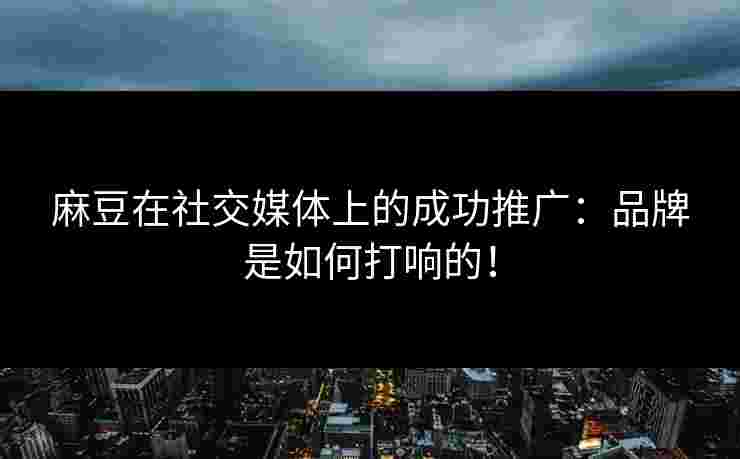 麻豆在社交媒体上的成功推广：品牌是如何打响的！